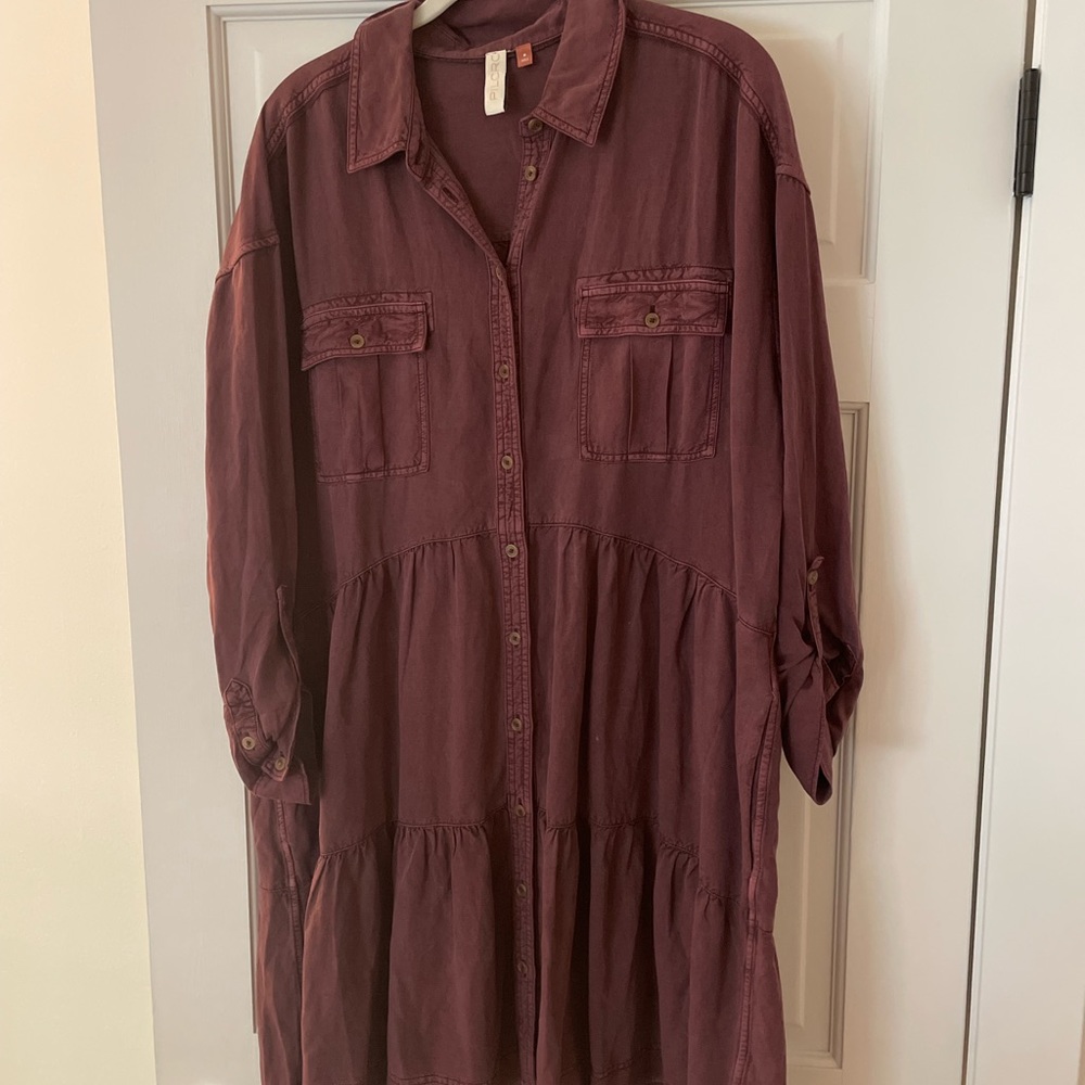 Anthropologie Pilcro button up tunic dress tiered